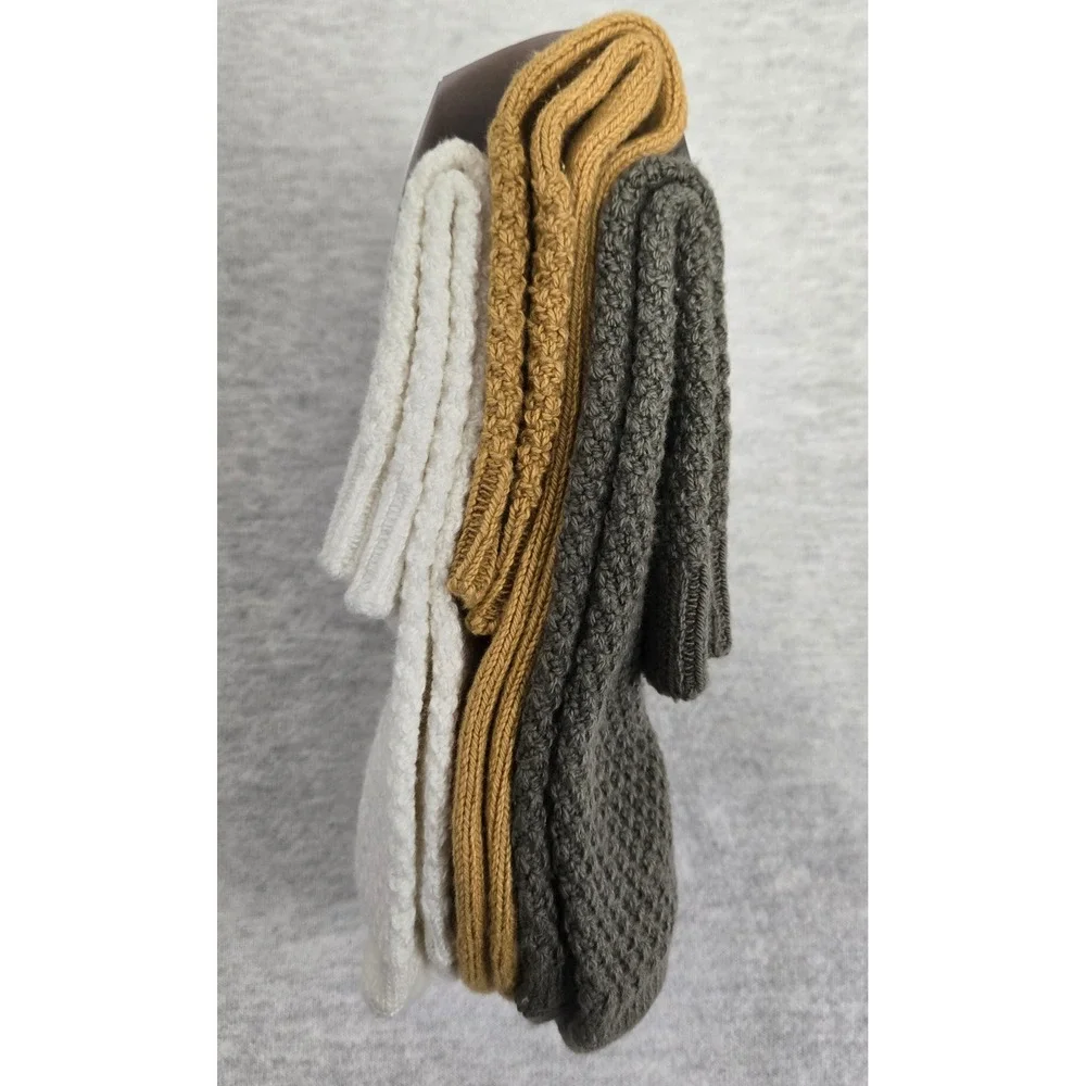 Auden Womens Ankle Socks 3 Pairs Cotton Blend Textured Knit Neutral Multi 4-10